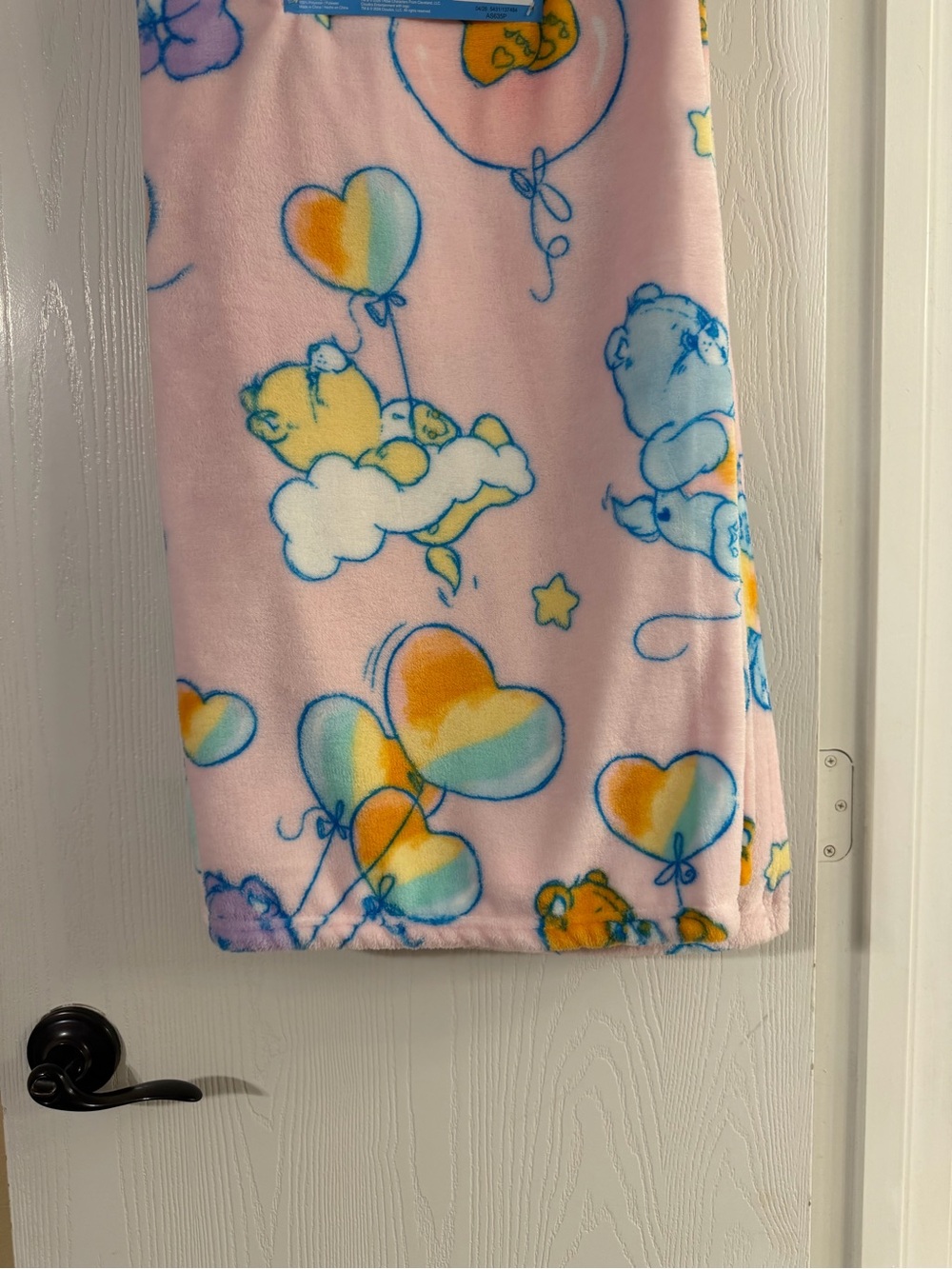 Care Bears Pink Fleece Throw Blanket with Rainbow Heart Balloons